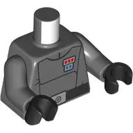 Torso, Republican Admiral Uniform, Blue/Red Badge, Black Belt print, Dark Bluish Gray Arms, Black Hands
