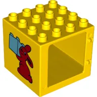 Duplo Door / Window Frame 4 x 4 x 3 - Thin Top with Bunny / Rabbit Holding Brick Print