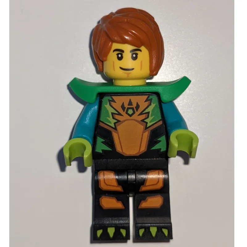 Stunt Rider, Black, Orange, and Green Race Suit