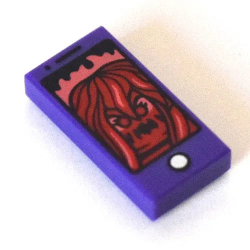 Tile 1 x 2 with Smart Phone and Dark Red Ghost Print
