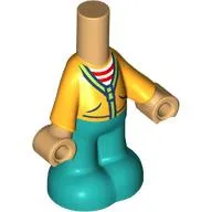 Microdoll Body Pants Dark Turquoise Legs, Bright Light Orange Jacket, Red and White Striped Undershirt Print