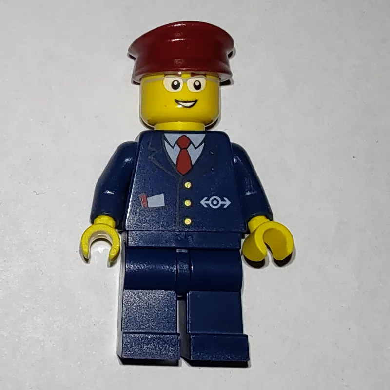 Train Worker - Dark Blue Torso, Dark BLue Legs, Dark Red Hat