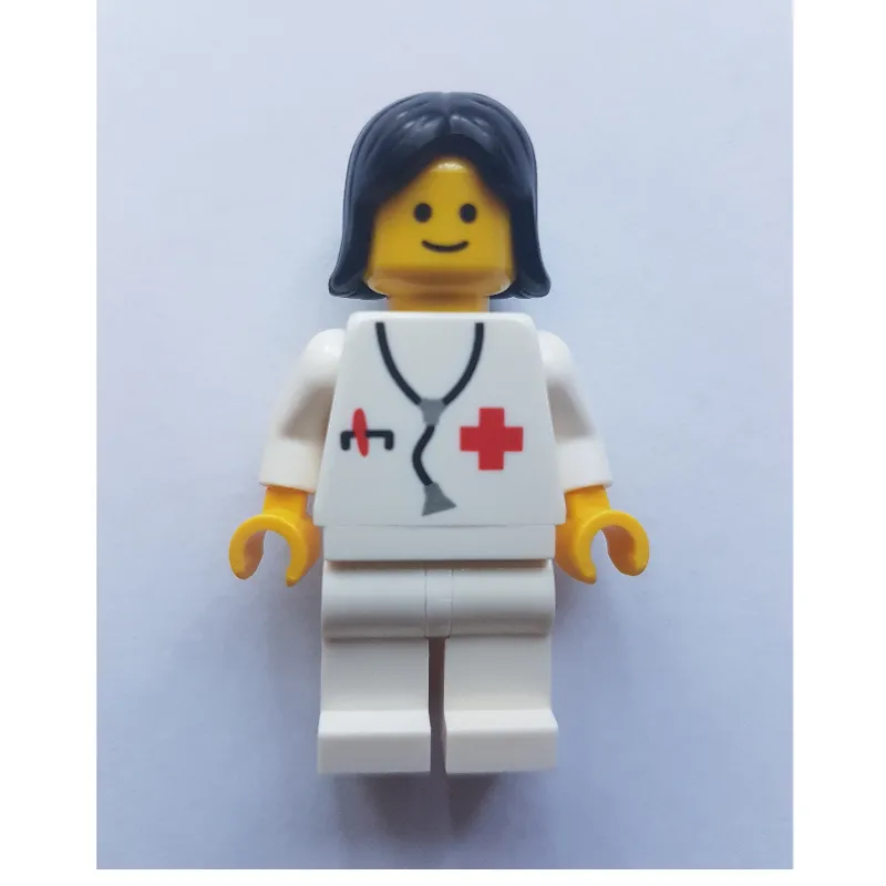Doctor - White Torso and Legs, Black Hair Female (3626c Head)