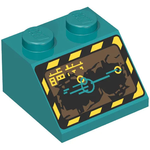 Slope 45° 2 x 2 with Black and Yellow Border and Screen Print (Rock Raiders)