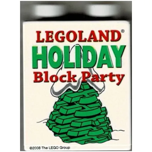 Duplo Brick 1 x 2 x 2 with Holiday Block Party 2008 Print