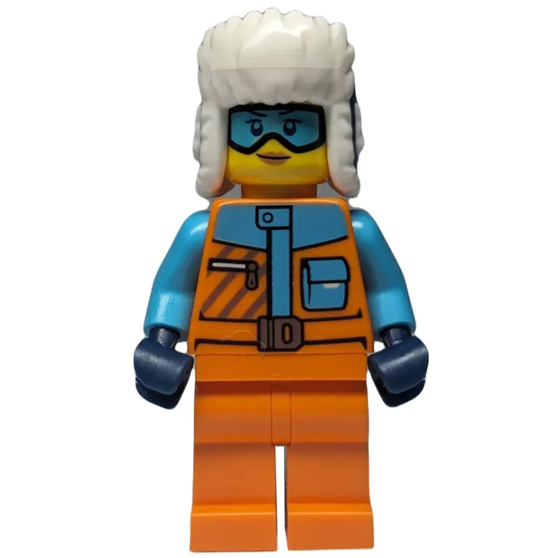 Arctic Explorer, Orange Suit, Dark Blue Ushanka, Goggles
