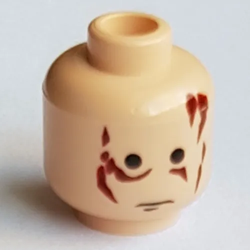 Minifig Head Anakin Skywalker, Scars Red Left & Right, No Eyebrows Print