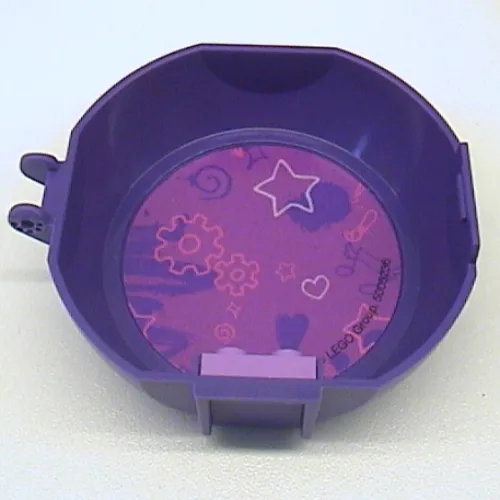 Pod, Round, Half, Back with 1 x 2 Plate Lavender with Stars and Hearts Sticker