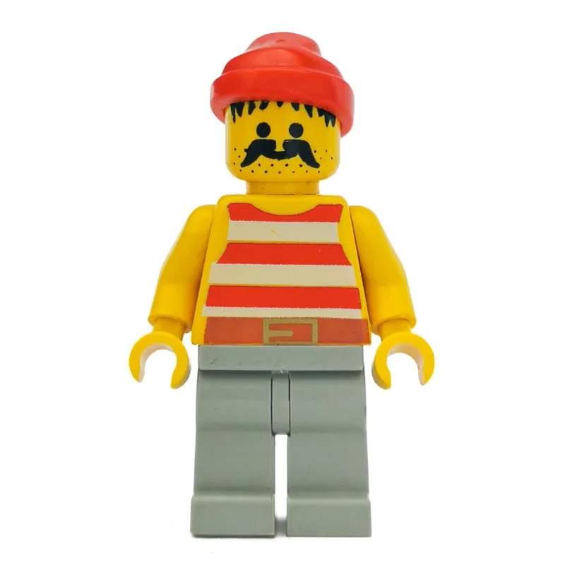 Pirate - Red Stripes, Light Gray Legs, Red Bandana