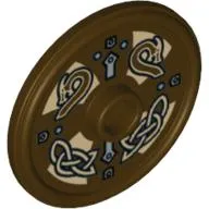 Shield Round with Stud and Raised Rim with Runes Print