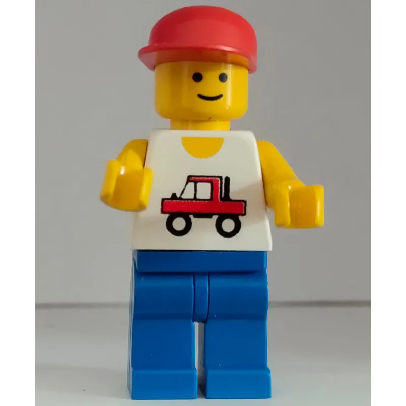 Man, White Vest with Truck, Blue Legs, Red Cap (3626a Head)