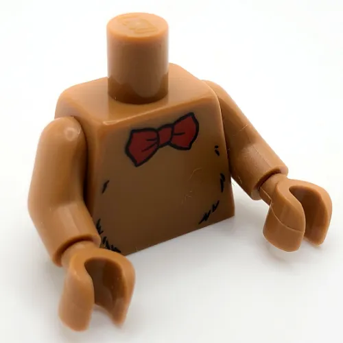 Torso, Dark Red Bow Tie, Fur print, Medium Nougat Arms and Hands