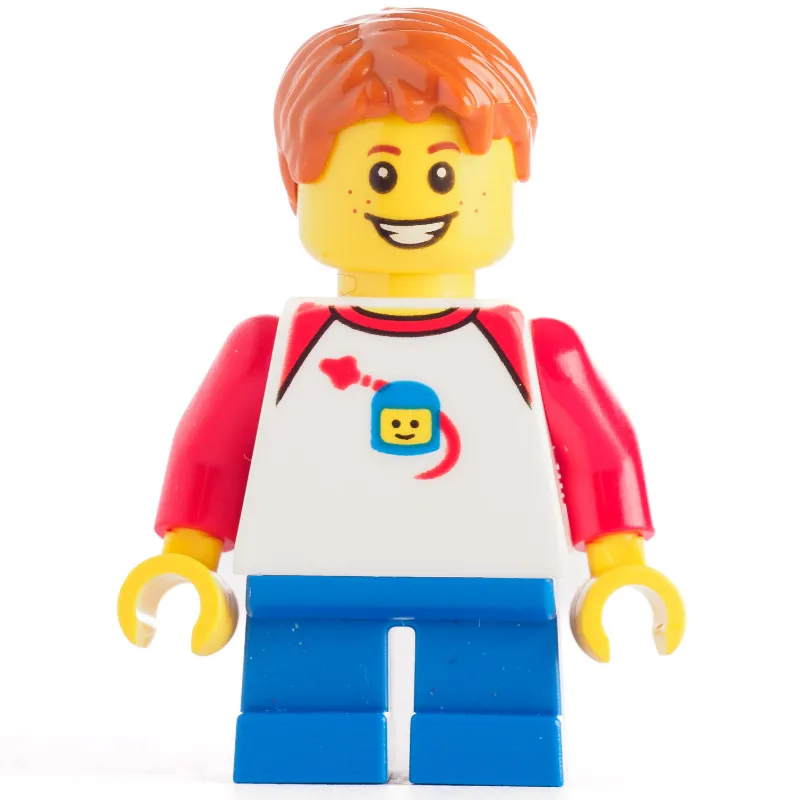 Kid - White Torso, Dark Blue Legs, Dark Orange Hair