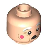 Minifig Head Santa Claus, Thick White/Dark Bluish Grey Eyebrows, Wrinkles, Dark Pink Cheeks, Open Mouth Scared