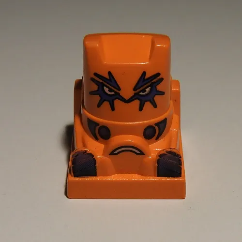 Racer Driver Head, Brick Special 2 x 2 Square, Purple Eyes, Feet, White Steering Wheel (Spicky)