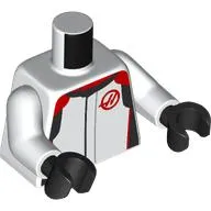 Torso, Racing Suit, Black/Red Markings, Red 'H' print, White Arms, Black Hands