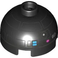 Brick Round 2 x 2 Dome Top, Vented Stud with Astromech Droid Print (R2-E6)