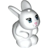 Animal, Rabbit / Bunny Sitting with Blue Eyes and Pink Nose and Mouth Print