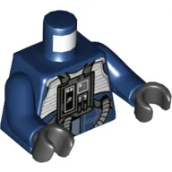 Torso Flight Suit with Chest Panel and Tubes Print, Dark Blue Arms, Black Hands