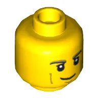 Minifig Head Chase McCain, Black and Tan Eyebrows, White Pupils, Cheek Lines Print