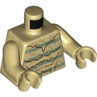 Torso Sweater with Sand Green Stripes and Dark Red Melting Lines Print, Tan Arms and Hands