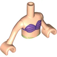 Minidoll Torso Girl with Dark Purple Shell Bikini Print, Light Nougat Arms and Hands