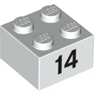 Brick 2 x 2 with Black "14" Print