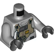 Torso Rebel B-wing Pilot Flight Suit with Dark Tan Front Panel with Breathing Apparatus Print, Light Bluish Gray Arms, Black Hands