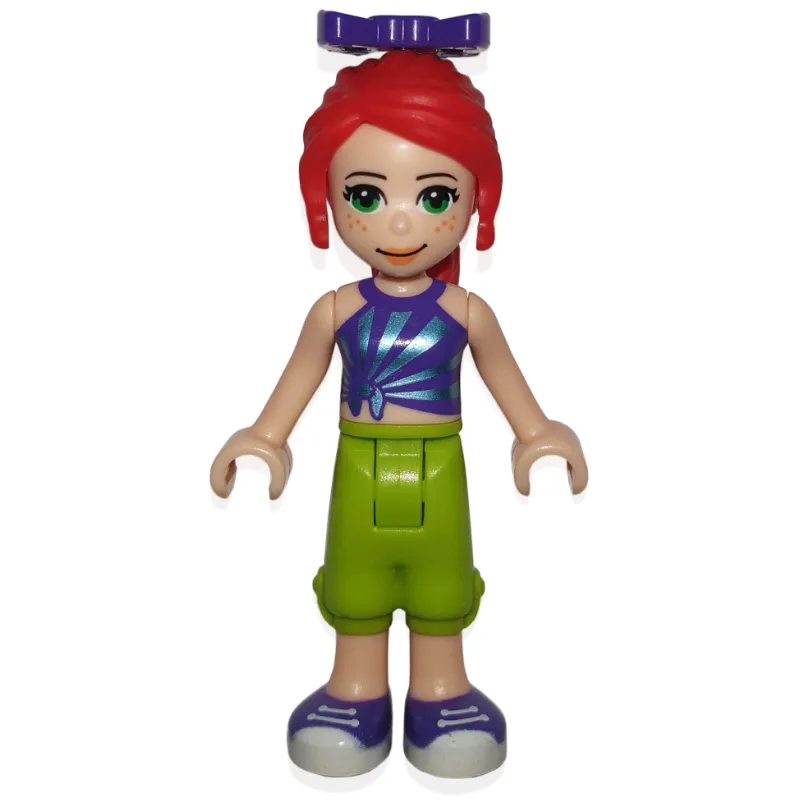 Mia - Dark Purple Top, Lime Trousers