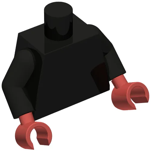 Torso, Ninja Robes, Dark Red Spikes Chest, Red Sash, Gold Buckle, Trim print, Black Arms, Dark Red Hands