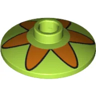 Dish 2 x 2 Inverted [Radar] with Orange Six Petal Flower Print