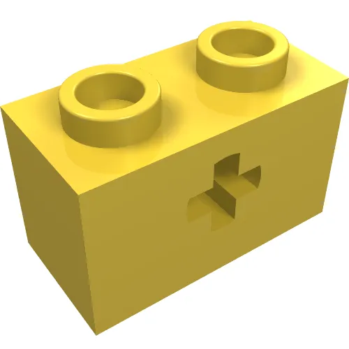 Technic Brick 1 x 2 with Axle Hole Type 1 [+ Opening] and Bottom Ridges