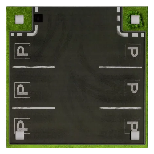 Baseplate with 4 Square Corner Holes and Parking Site / Straight Road with Emergency Lane Print