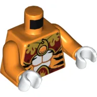 Torso Black Tiger Stripes, Dark Red and Gold Armor and Fire Chi Emblem Print, Orange Arms, White Hands