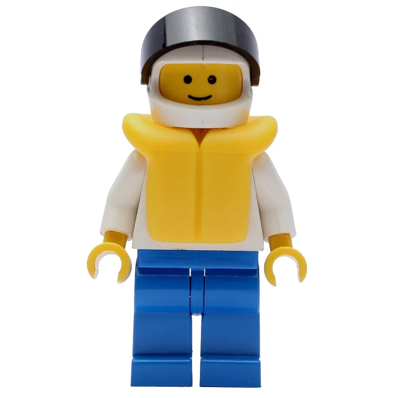 Man, White Torso, Blue Legs, Helmet with Visor, Yellow Life Vest - 3626a Head
