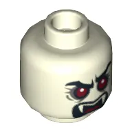 Minifig Head, Red Eyes, Fangs, Angry Eyebrows, Mouth Open Print