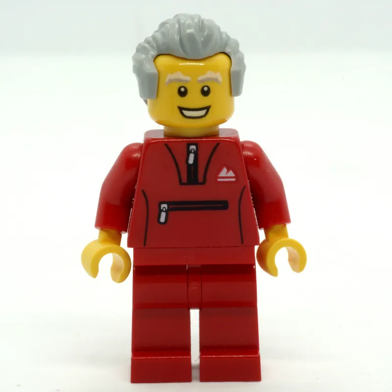 Man, Red Jogging Suit, Light Bluish Gray Hair