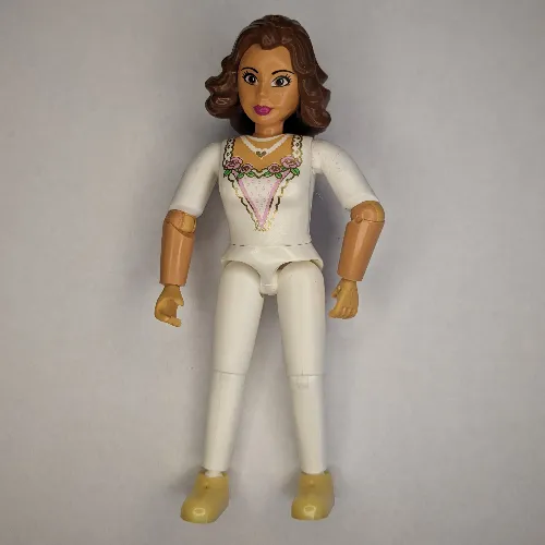 Belville Figure Articulated Elbows, Female, Brown Hair, White Top with Gold Lace Trim, White Pants, Gold Shoes (Bride)
