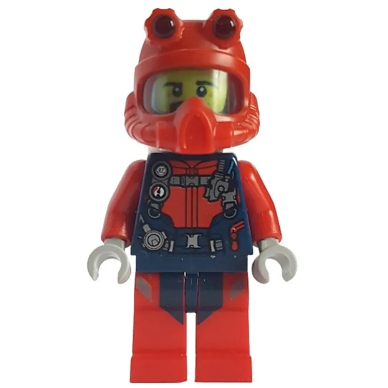 Diver - Dark Blue Torso, Red Legs, Red Helmet, Beard