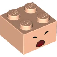 Brick 2 x 2 with Face, Scared Open Mouth, Closed Eyes print