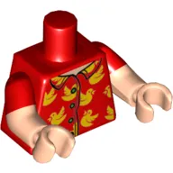 Torso, Dual Molded Arms, Shirt with Buttons, Yellow Birds Print, Red Sleeves Pattern, Light Nougat Arms and Hands