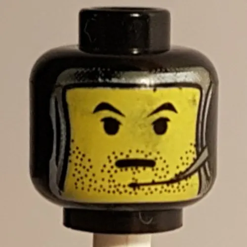 Minifig Head Jango Fett, Balaclava with Silver Framed Face and Headset Print