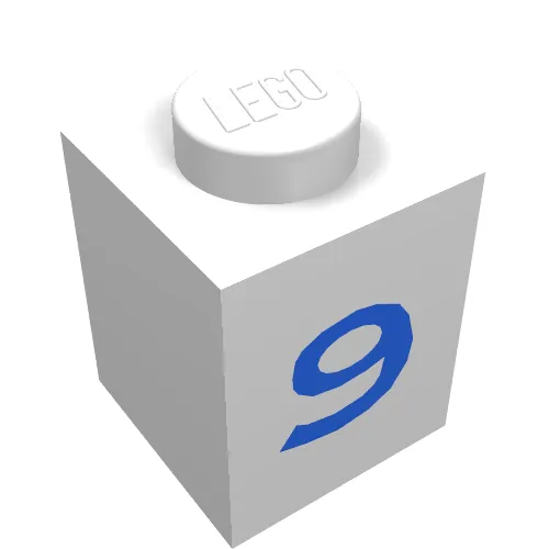 Brick 1 x 1 with Blue '9' Print