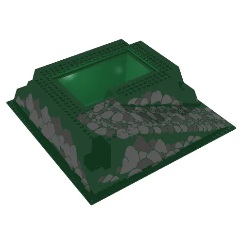 Baseplate Raised 32 x 32 with Ramp and Pit, Rocks Light and Dark Gray Print