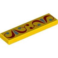 Tile 1 x 4 with Red/Medium Blue Patterns print