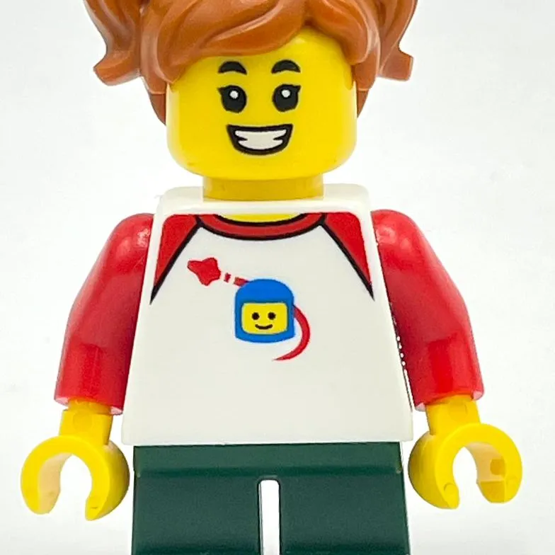 Kid - White Torso, Dark Green Legs, Dark Orange Hair