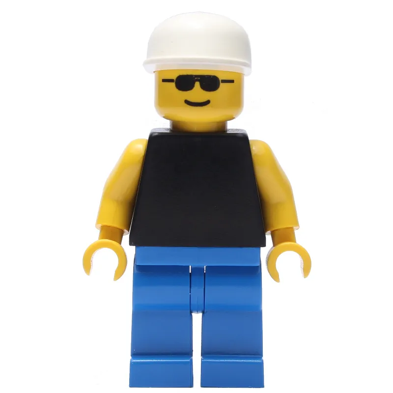 Man, Black Torso, Blue Legs, White Cap, Sunglasses