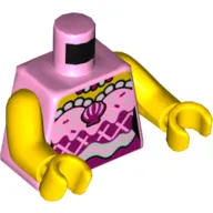 Torso Dress with Magenta Diamonds, White Curvy Belt, Magenta Sea Shell Print, Yellow Arms and Hands