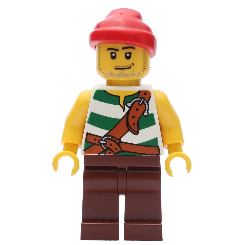 Pirate - Green Stripes, Reddish Brown Legs, Red Bandana