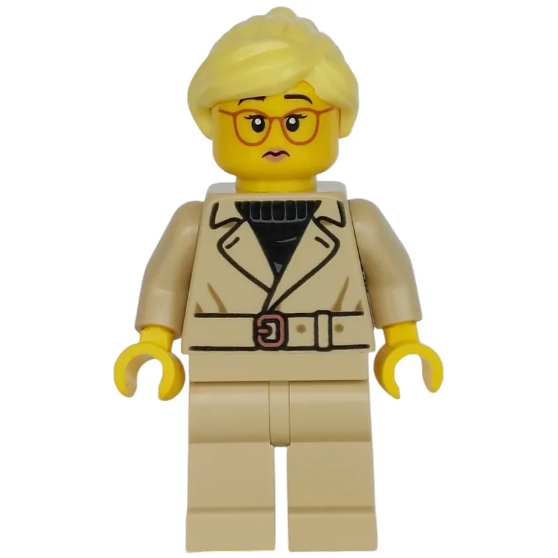 Woman, Tan Jacket and Legs, Glasses